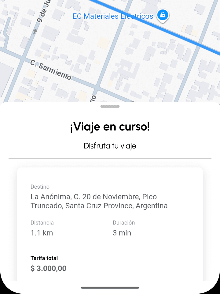 Seguimiento del viaje en curso