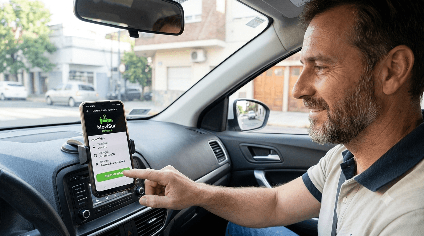 Conductor de MoviSur al volante